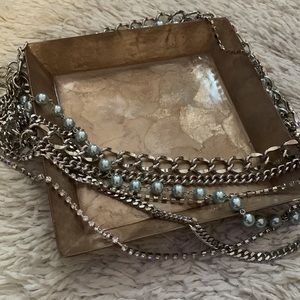 Y2K bebe Rhinestone Aqua Pearl Silver Chain Belt